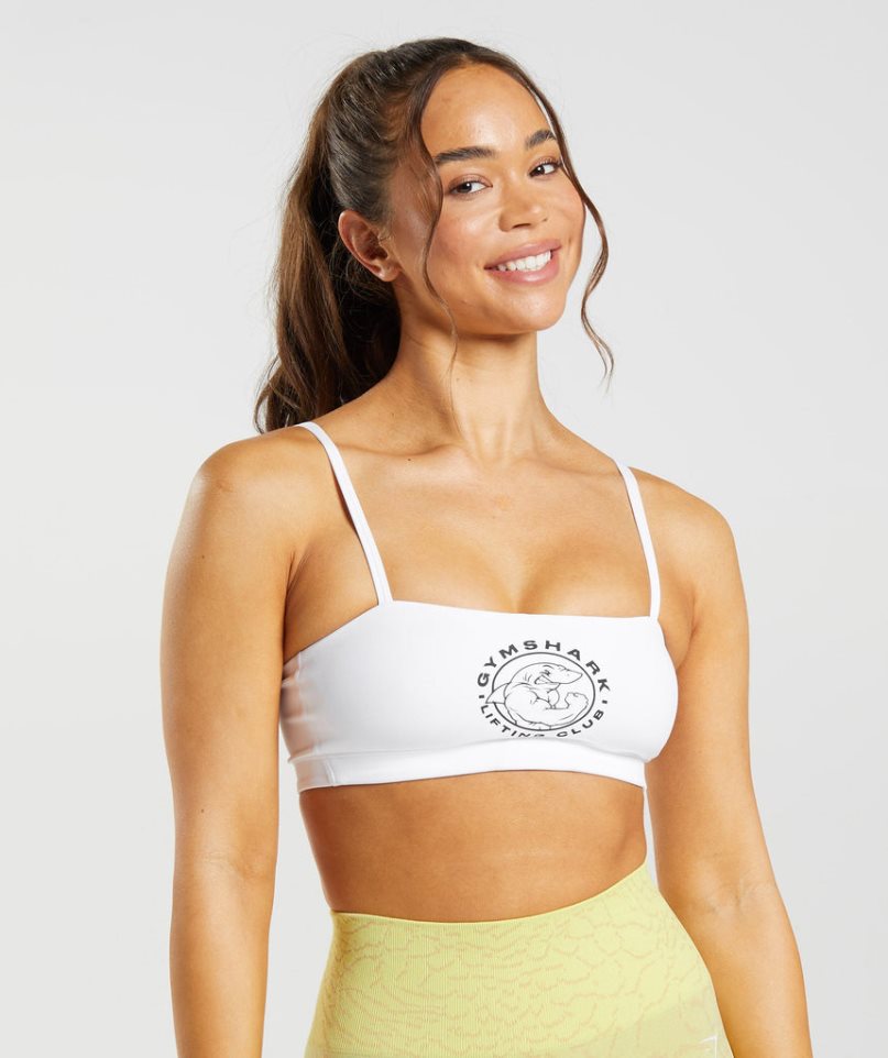 Staniki Sportowe Gymshark Legacy Bandeau Damskie Białe | PL 316HYN